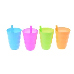 Mugs Plastic St Cup Kids Colorf Mug With Built In Summer Juice Water Candy Color Cups Drop Delivery Home Garden Kitchen Dining Bar Dr Dht2R