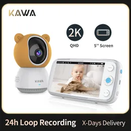 Baby Monitors KAWA 2K Baby Monitor with Cameras Audio Video Nanny Wireless Camera with 4000mAh Battery 5 Inch Screen TF Card Night Vision 360° 230701