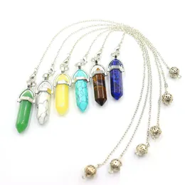 Charms dowsing pendum kvarts hexagonal form natursten crystal reiki healing pende pendant pendums för droppleverans smycken fin dhqj5