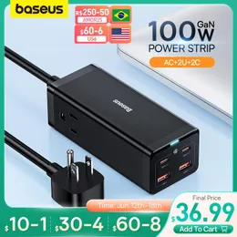 Stitch Baseus Gan3 Power Faixa EU UE Plugue com 2USB Tipo C Extensão portátil Plugue de soquete de 1,5m Adaptador de viagem de energia CA para Xiaomi