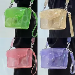 Jöle tabby çanta tasarımcısı pvc kadınlar şekerli renkli şeffaf crossbody flep pushlock kapanma el çantası imzası donanım omuz çantası çapraz vücut çantası