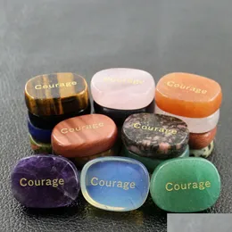 Stone Healing Crystal Reiki Courage Symbol Natural Oval Piece Decoration Aura Guardian Pendum Artware Charm Divination Diy Drop Deli Dhvkm