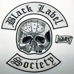 Hela utmärkta 4pc back set Black Label Society broderad järnlapp Biker Jackor Rider Vest Patch Iron på valfritt plaggläge257R