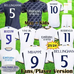 3xl 4xl 22 23 24 Versão do jogador Jerseys de futebol Vini Jr Benzema Finals Champions Kits Rodrygo Camiseta Real Madrids Bellingham 2023