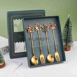 Set di stoviglie Set di cucchiai natalizi Xmas 304 Acciaio inossidabile Stoviglie da viaggio portatili Albero di Natale Zuppa di Babbo Natale Mescolando Cucchiaio da dessert x0703