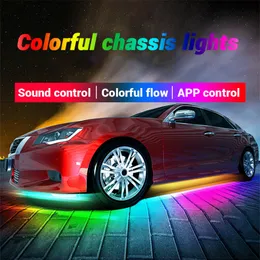 RGB Neon Lights Car Strip Light LED Underbody Remote/App Control Coll Color Auto Dispistiative Ambient Ambient Lamper