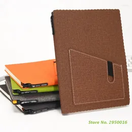 A5/B5 Caderno vintage com compartimento para caneta titular do cartão bloco de notas de couro diário pessoal fita etiqueta de página para presente de escritório feminino