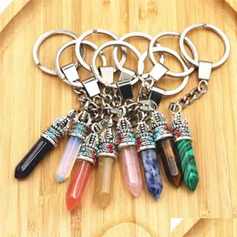 Kluczowe pierścienie 7 Chakras Orgone Pendum Energy Crystal Kamień Kleania leczenia Amet Keyrings dla medytacji samochodowej Reiki Lucky Dift Drop Dhgf8