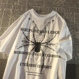 Men's T-Shirts European and American necklace cool spider letter t-shirt men and women ins Summer loose short sleeved shirt for lovers clothes 230703