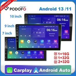 새로운 Podofo Android 11 Car Radio Autoradio 32G 2 DIN 7 "/9"/10 "Universal Wi -Fi GPS 자동차 오디오 멀티미디어 플레이어 Nissan Toyota Kia