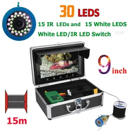 물고기 파인더 9 inch1000tvl 물고기 파인더 수중 겨울 낚시 카메라 15pcs 흰색 LED + 15pcs 아이스/바다/강 낚시를위한 적외선 램프 hkd230703