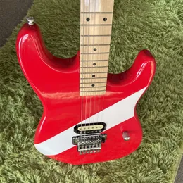 Red ST kind Electric Guitar with white stripe solid Rosewood Fretboard Free Fast Ship