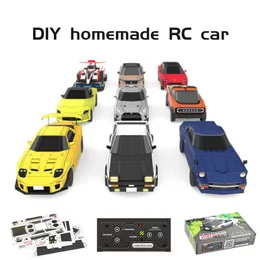 Diecast Model DIY paper 4WD RC drift racing car Radio Remote Control Boys Toys gift for Children Own 230703