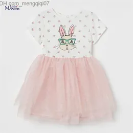 Vestidos para meninas Little maven Mangas curtas Vestido de coelho Causal Lovely Cotton Mesh Roupas para bebês meninas Bonita e confortável para crianças de 2 a 7 anos 220712 Z230704