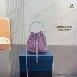 Designer Bag Diamond Embellished Bag Shiny Bucket Bag Women Summer Shoulder Bag Diamond Bag Silver Handbag Ring Embellished Handbag Street Bag Crossbody Purse 3425