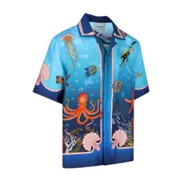 Casa デザイナー ファッション 衣類 シャツ ジャージ アイス 23sscasablanca スタイルの正しいバージョンの海洋生物トレンド ラベル メンズ レディース ルーズ 半袖