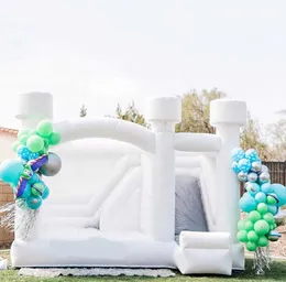 4M/4,5M Bröllop Vit Uppblåsbar Hoppborg Bounce House Med Rutschmodul Vuxna Mariage Bounce Combo Hoppa studsmatta För festevenemang