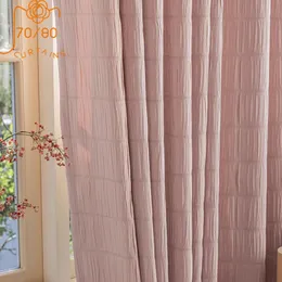 Czyste zasłony różowe bąbelkowe tkaniny plisowana bawełniana zasłona lniana dla dziewcząt pokój mieszkalny sypialnia wykusz balkon spersonalizowany 230701