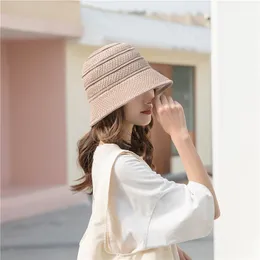 Summer Braided Colorblock Bucket Hat for Women Hip Hop Składana Tweed Sun Cap