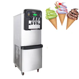 Linboss Commercial Electric Commercial Vertical Ice Soft Ice Cream Machine 3 نكهات مع مبرد أمامي لا نظيف لمدة 7 أيام