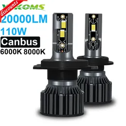 Novas luzes do carro YHKOMS Canbus H4 LED H7 20000LM H11 Lâmpada LED para faróis de carro H1 H3 H9 9005 9006 HB3 HB4 5202 9007 H13 Fog 12V