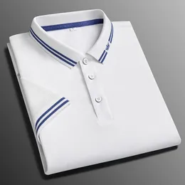 رجال Polos Summer Summer Treaftible Men Preston Cotton Business Business Short Sleeve Top Polo Shirt للرجال غير الرسمي 230703