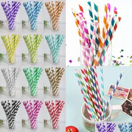 Cannucce Colorf Drink Paper Sts Mti Color Eco-Friendly Party Usa e getta Succo Drop Consegna Casa Giardino Cucina Sala da pranzo Bar Bar Dh41O