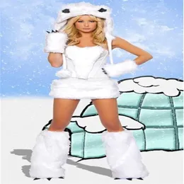 Futrzany fasching dziewczyna biały wilk niedźwiedź polarny friskowy halloween strój cosplay strój fantazyjna sukienka dla kobiety seksowne kostium Halloween 2923