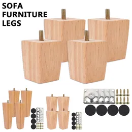 Other Home Garden 4pcs 6 10 15cm Solid Wood Furniture Feets Sofa Cabinets Legs Square Bed Table Chair Replacement Feet Accessories 230701
