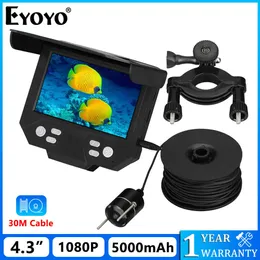 Fish Finder Eyoyo Winter Fish Detector Kit 4.3 "Экран 1080p видео 30 м подводная рыболовная камера 12 миллионов пикселей 195 Угол обзора 5000 мАч HKD230703