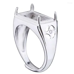 Кластерные кольца 925 Стерлинговые серебряные мужчины обручальное обручальное кольцо 8x15 мм Принцесса Кабочон Полура