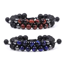 Perlen Doppelschichten Grün Rot Tigerauge Stein Strang Geflochtenes Armband Weibliche Heilung Energie Yoga Für Männer Frauen Schmuck Geschenke Drop D Dhdlj