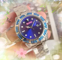 Montre De Luxe japan quartz movement men watches 41mm auto date shinning rainbow diamonds ring clock wholesale male gifts wristwatch