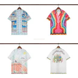 Casa Designer Modekläder Skjortor Träningsoveraller Casablanca 2023 Nytt digitalt tryck Mode Casablanca Lösa kortärmade skjortor för män kvinnor