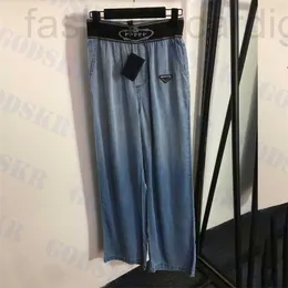 Pantaloni taglie forti da donna firmati Jeans a vita alta da donna Pantaloni in denim con giunture triangolari a lettera Pantaloni da donna 36FR