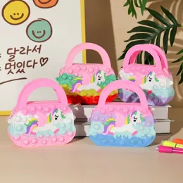 Novos Brinquedos Pop Fidget Silicone Push Bubble Unicorn Crossbody Bag Pop Squeeze Toys for Kids Gifts Sensorial Reliver Autism Kids Handbag 2180