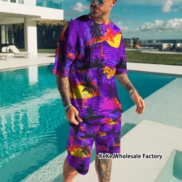 Chándales de los hombres Verano Cool Chándales de los hombres Harajuku Camisetas Pantalones cortos Traje Holiday Beach Man Sets 3D Print Sportwear Ropa masculina Camisetas Top 2pcs 230703