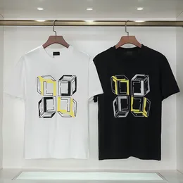 High-end tide brand correct high version 2023 spring and summer new black and white two-color war horse offset round collar short T sleeve 89