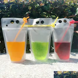 Garrafas de água Bolsas de plástico para bebidas Sacos com zíper reutilizável Não tóxico Recipiente descartável para beber Utensílios de mesa para festas Drop Del Dhpfn