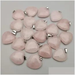 Charms 20Mm Rose Quartz Heart Natural Stone Chakra Healing Pendant Diy Necklace Earrings Jewelry Making Drop Delivery Findings Compon Dhj5P