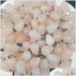 Charms Chakra Natural Stone Charm Rose Quartz Crystal Waterdrop Pendants Chakras Gem Fit Earrings Necklace Making Assorted Drop Deli Dhrhc