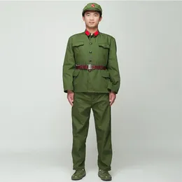 Korei północno -koreańskie mundury czerwonych strażników zielony wydajność stroju scena telewizyjna ósemka trasy armi