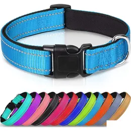 Hundhalsband koppel Reflekterande halsband Mjuk neopren Vadderad Andas Nylon Husdjur Justerbar för små Medium Stor droppe Leverans Ho Dhdbf