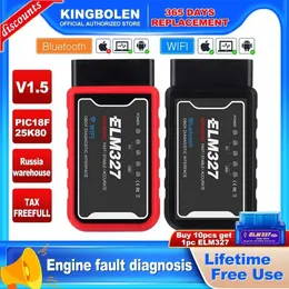 Ny ELM327 V1.5 OBD2 Scanner WiFi BT PIC18F25K80 Chip OBDII Diagnostikverktyg för IPhone Android PC ELM 327 Auto Code Reader