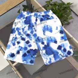 xinxinbuy Män kvinnor designer Shorts byxa tie dye Bokstavstryck bomull Vår sommar brun vit svart blå S-2XL