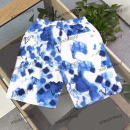 Xinxinbuy mężczyźni kobiety projektant szorty pant tie dye nadruk w litery bawełna wiosna lato brązowy biały czarny niebieski S-2XL