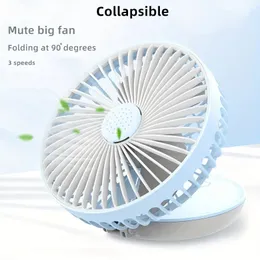 Ventilateur pliable de 4000 mAh avec autonomie de 4 à 20 heures, ventilateur de circulation d'air rechargeable de bureau portable USB, grand vent, régulation mobile, dortoir étudiant