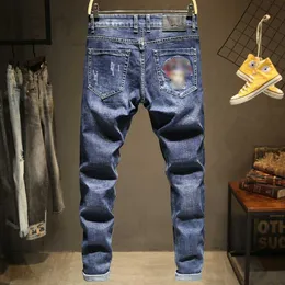 Designer de jeans masculino Outono novo Medusa bordado jeans azul claro moda slim fit calças masculinas retas pequenas J00X ZJ88