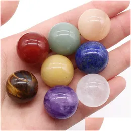 Stone 20mm Reiki Healing Chakra Natural Craft Ball Bead Quartz Mineral Crystals Tumbled Gemstones Handbit Hemdekoration Accesso DHW7P
