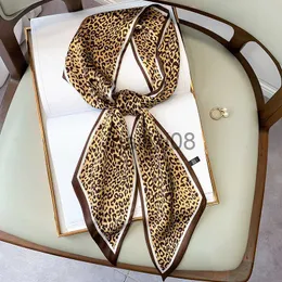 Bufandas Diseñador Pequeña Seda Bufanda Cuadrada Mujeres Estrechas Largas Estampado de Rayas de Leopardo Pañuelo Señora Cabeza Banda para el Cabello Bufandas Pañuelo Mujer J230703